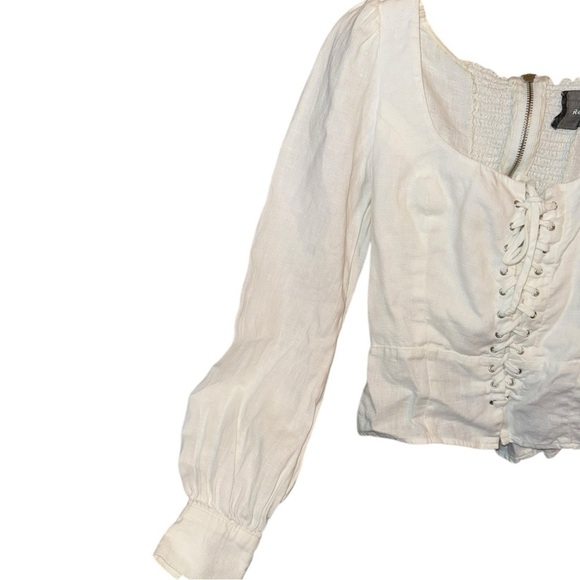 Host Pick 🎉▶️ Reformation ◀️ Paloma White Linen Lace Up Top - Picture 5 of 16